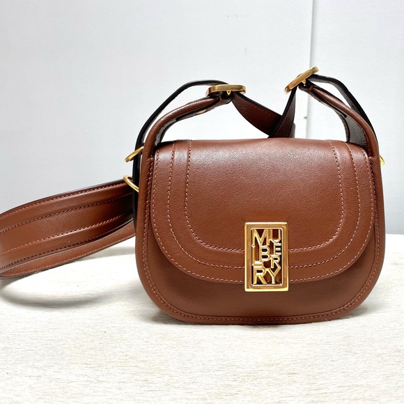 Mulberry mini Sadie Satchel in Silky Calf color Tan. - Picture 13 of 14